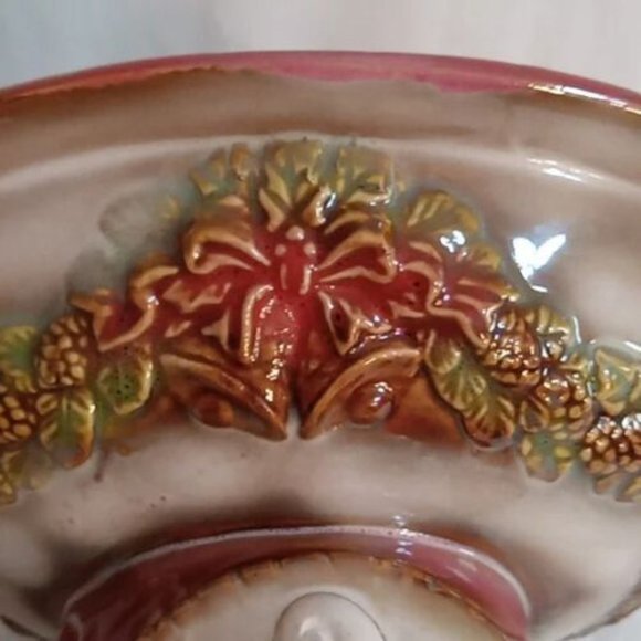 VINTAGE Ceramic Cookie Candy dish Santa Christmas Decor Collectible - Picture 8 of 8